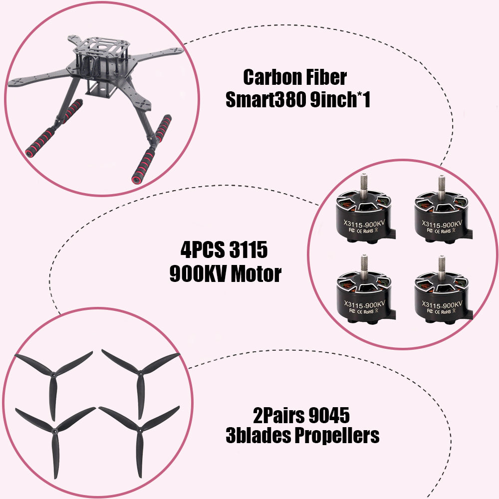 B-CUBE Smart380 450 9/10inch FPV Drone Frame Kit Carbon Fiber Racing Quadcopter Freestyle INAV Beatflight F722 Flight Control