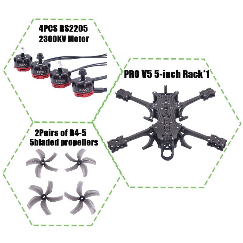B-CUBE PRO V5 5inch FPV Drone Frame Kit Carbon Fiber Racing Quadcopter Freestyle INAV Beatflight F722 Ardupilot Flight Control