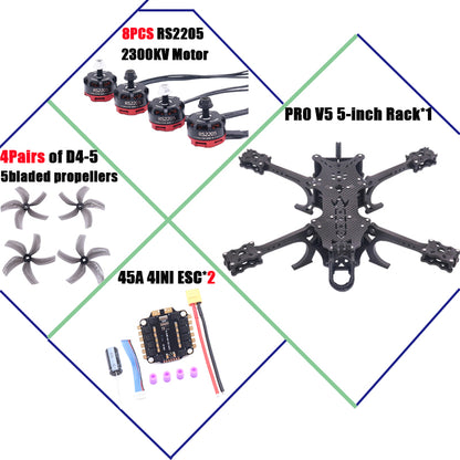 B-CUBE PRO V5 5inch FPV Drone Frame Kit Carbon Fiber Racing Quadcopter Freestyle INAV Beatflight F722 Ardupilot Flight Control