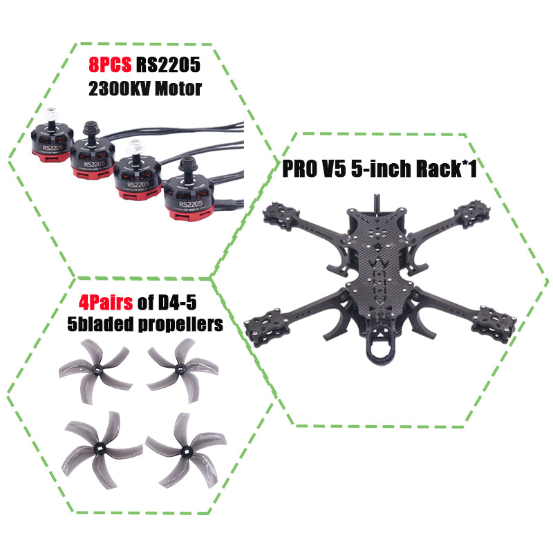 B-CUBE PRO V5 5inch FPV Drone Frame Kit Carbon Fiber Racing Quadcopter Freestyle INAV Beatflight F722 Ardupilot Flight Control