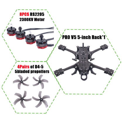 B-CUBE PRO V5 5inch FPV Drone Frame Kit Carbon Fiber Racing Quadcopter Freestyle INAV Beatflight F722 Ardupilot Flight Control