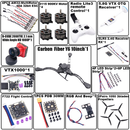 B-CUBE Y6 carbon fiber three-axis frame f450 crossing three-axis frame three-axis drone frame F722 INAV BF