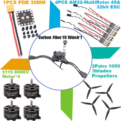 B-CUBE Y6 carbon fiber three-axis frame f450 crossing three-axis frame three-axis drone frame F722 INAV BF