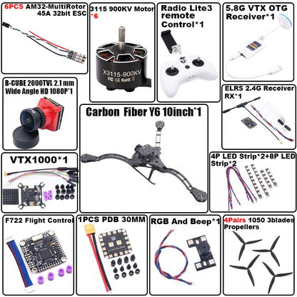B-CUBE Y6 carbon fiber three-axis frame f450 crossing three-axis frame three-axis drone frame F722 INAV BF