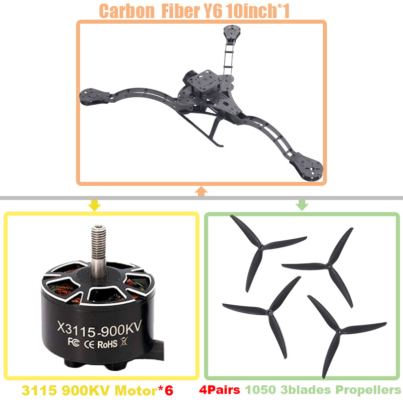 B-CUBE Y6 carbon fiber three-axis frame f450 crossing three-axis frame three-axis drone frame F722 INAV BF