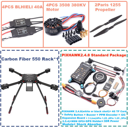 B-CUBE 550 Hexa Frame PIXHAWK2.4.8 M8N Flight Control Carbon Ardupilot Radio Telemetry Quadcopter BLHELI 40A 3508 380KV Motor ESC