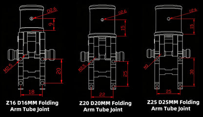 B-CUBE Z16/Z20/Z25 CNC Aluminum Folding Arm Tube Joint DIY for Dia 16mm 20mm 25mmAutomatic Auto RC Quadcopter Hexacopter Multirotor