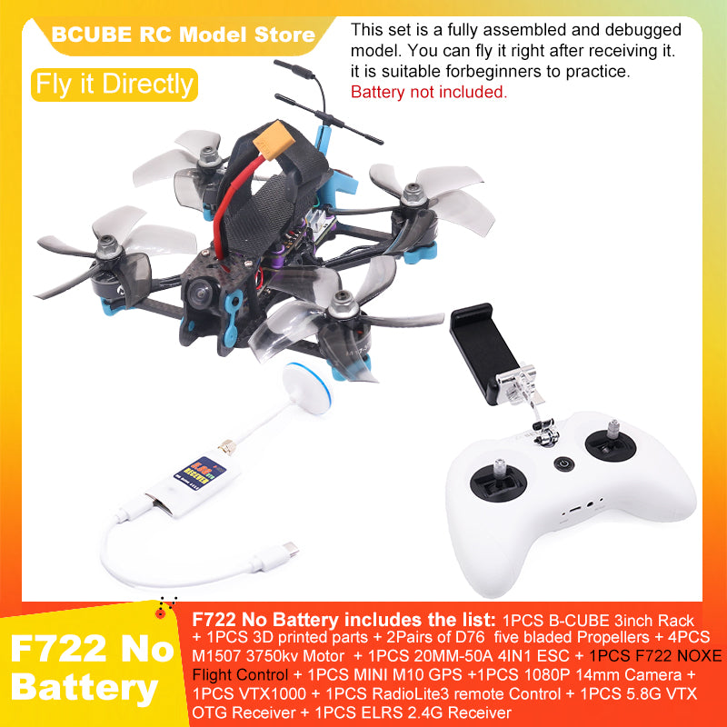 B-CUBE 3inch FPV Drone Frame Kit Carbon Fiber Racing Drone Quadcopter INAV Beatflight F722 F745 Ardupilot Flight Control