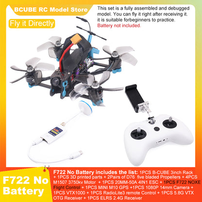 B-CUBE 3inch FPV Drone Frame Kit Carbon Fiber Racing Drone Quadcopter INAV Beatflight F722 F745 Ardupilot Flight Control