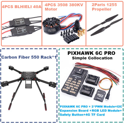 B-CUBE 550 Hexa Frame PIXHAWK  6C PRO M8N Flight Control Carbon Ardupilot Radio Telemetry Quadcopter  40A 3508 380KV Motor ESC
