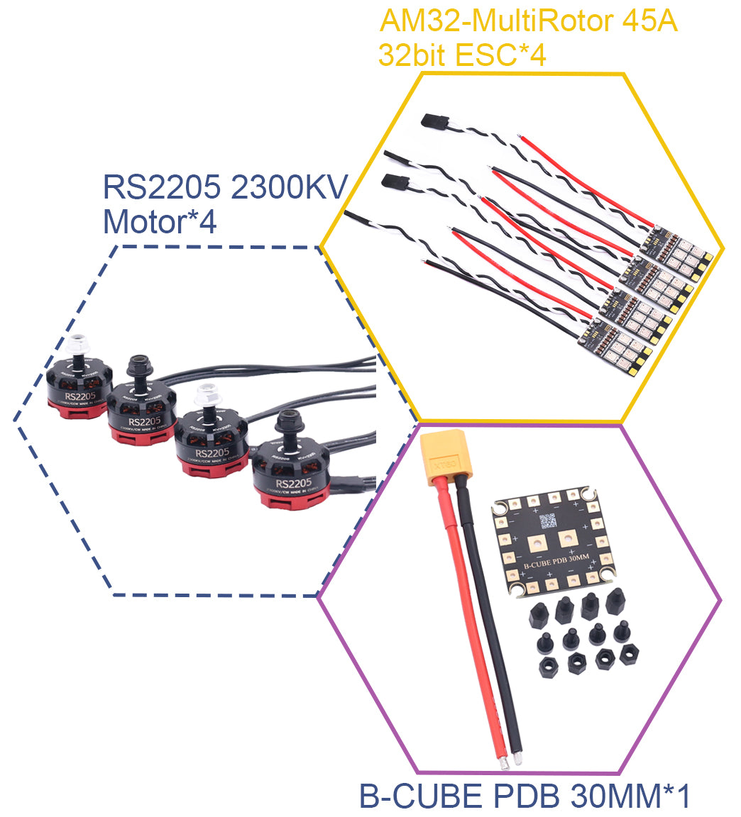 B-CUBE AM32-MultiRotor 45A 32bit ESC Support 3-6S Brushless Motor Support DShot300 600 PWM FPV F4 722 Flight Control