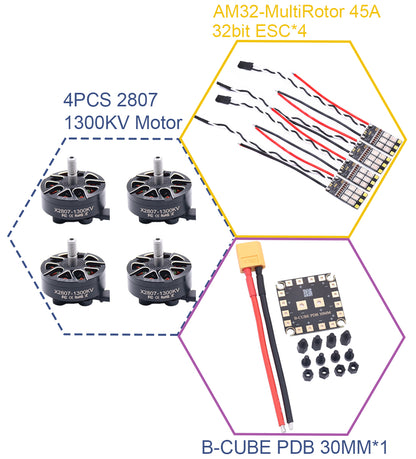 B-CUBE AM32-MultiRotor 45A 32bit ESC Support 3-6S Brushless Motor Support DShot300 600 PWM FPV F4 722 Flight Control