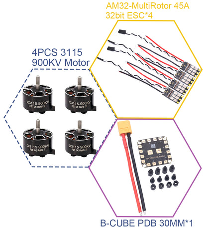 B-CUBE AM32-MultiRotor 45A 32bit ESC Support 3-6S Brushless Motor Support DShot300 600 PWM FPV F4 722 Flight Control